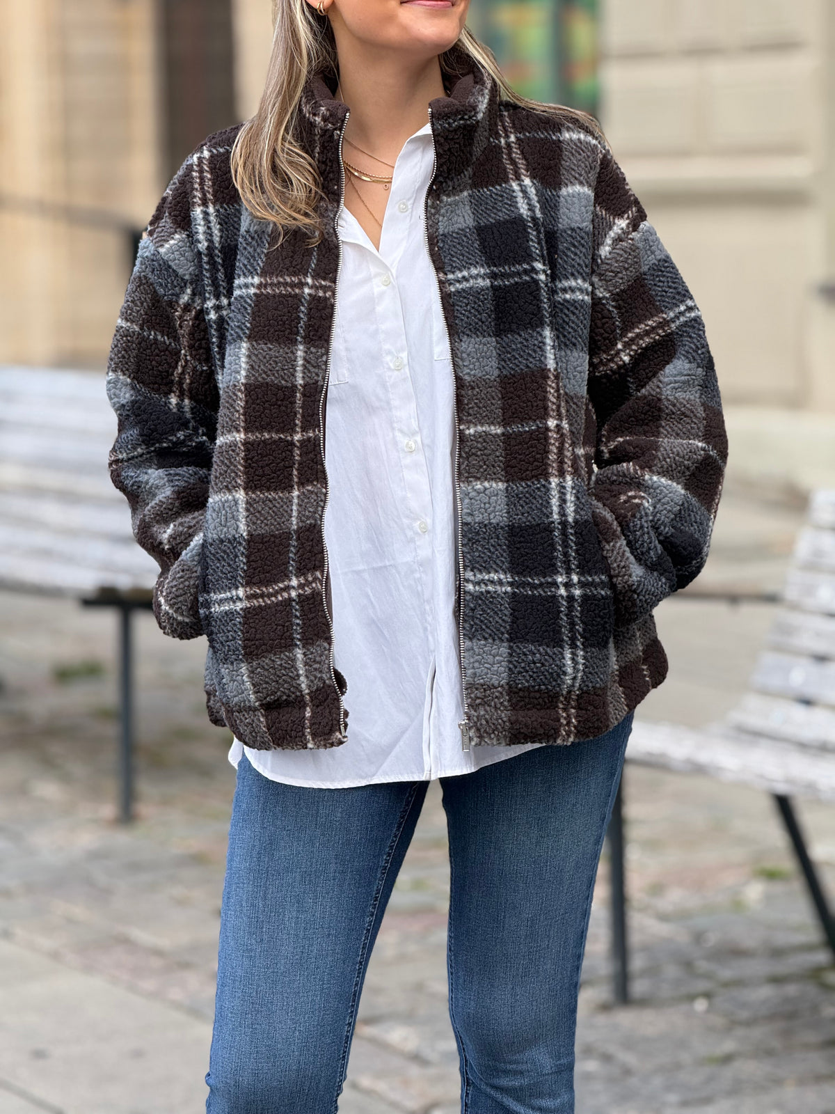 LEVETÉ ROOM - TASS JACKET 301780 - BROWN/BLUE