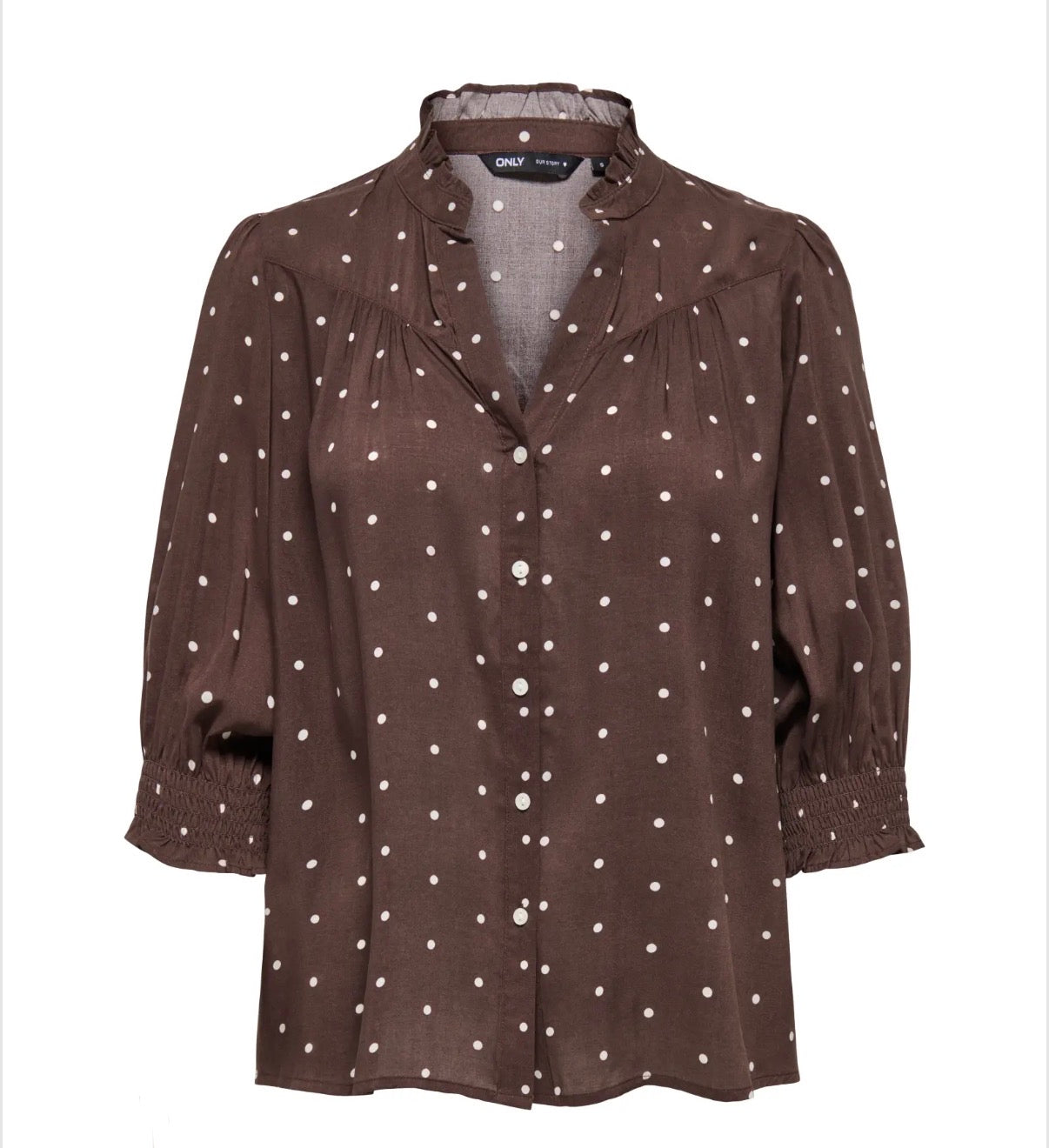 ONLY - RAYA 3/4 SHIRT - DEEP MAHOGANY DOTS