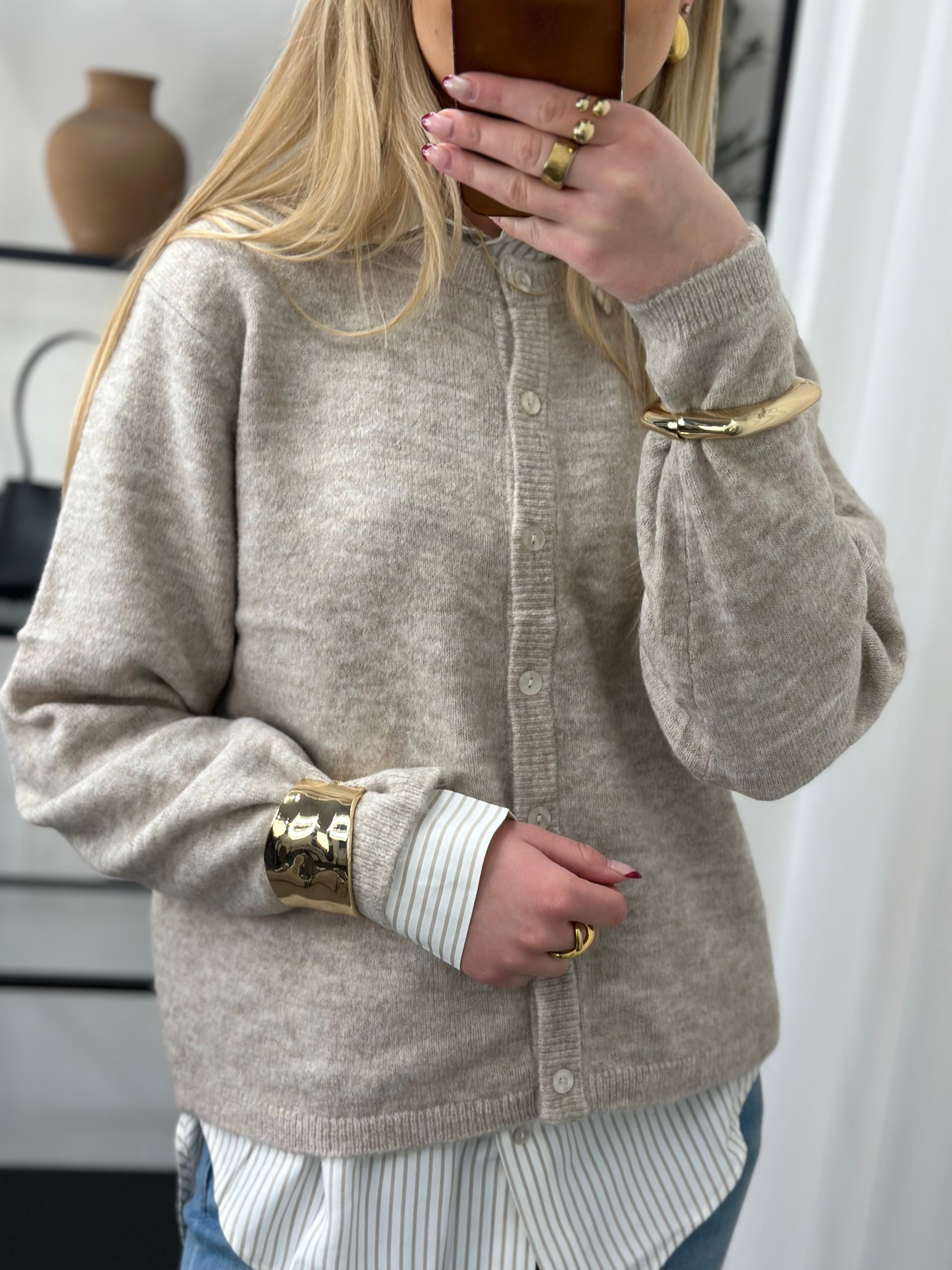 ONLY - SIMONI L/S O-NECK CARDIGAN - PUMICE STONE/MELANGE