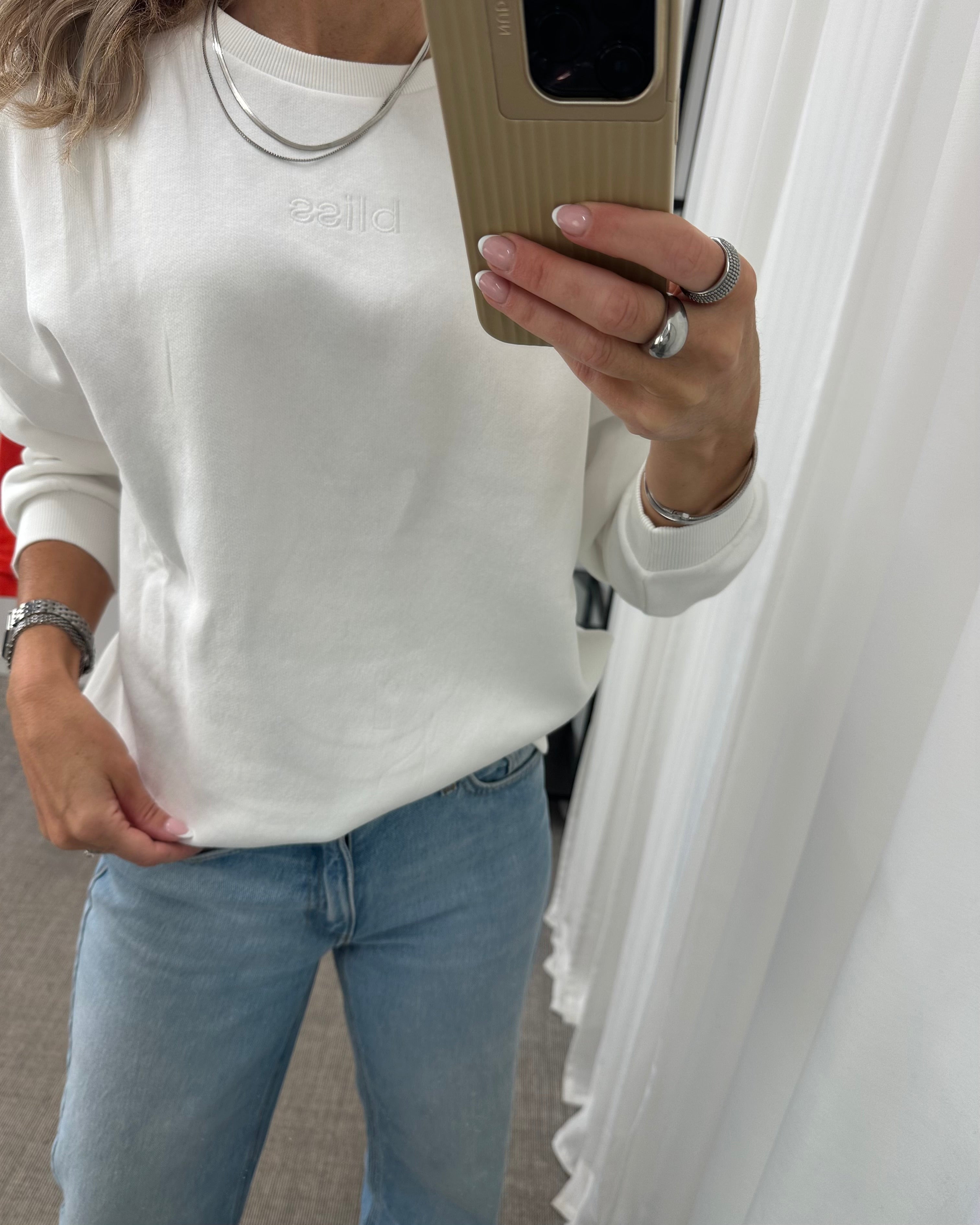 VERO MODA - PERNILLE BEA LS SWEAT BOX JRS - SNOW WHITE/BLISS