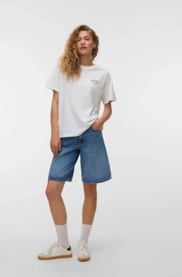 VEROMODA - ZANDRA CATY SS TOP BOX - SNOW WHITE/ JOJOS FRIES