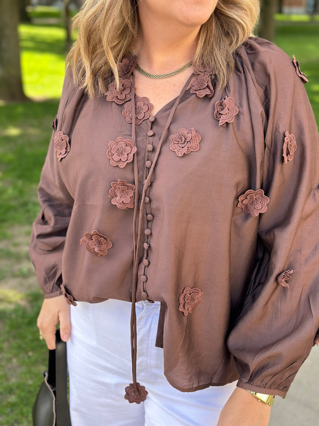 COSY HOUSE - FLOWER BLOUSE M-4140 - BROWN