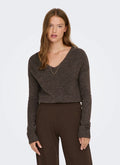 JDY - ELANORA L/S V-NECK PULLOVER - BRACKEN MELANGE