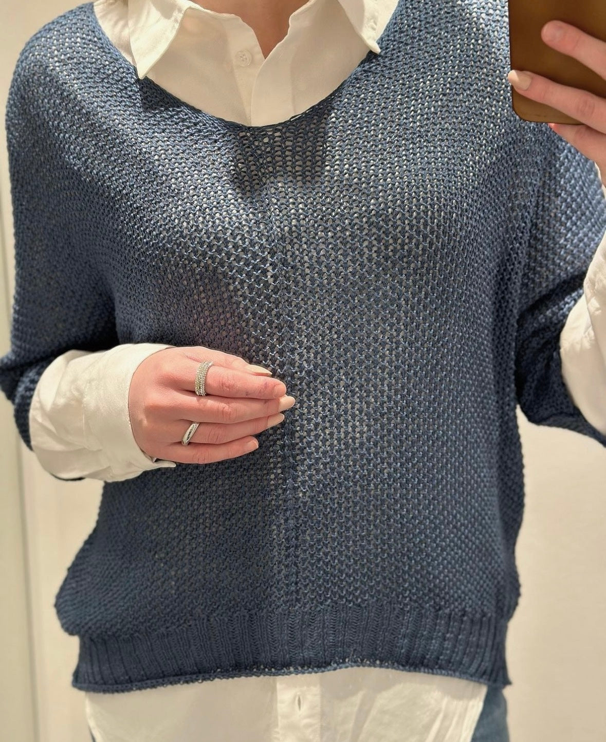 MARTA - STICKAD TRÖJA 7010 - JEANS