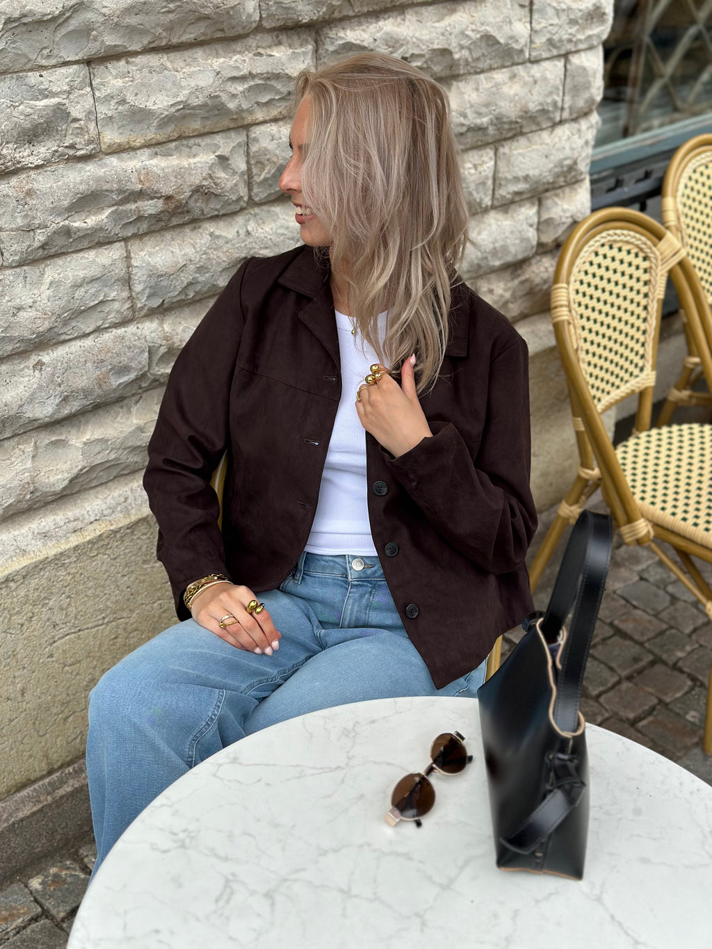 JDY - NICO FAUX SUEDE JACKET - CHOCOLATE TORTE