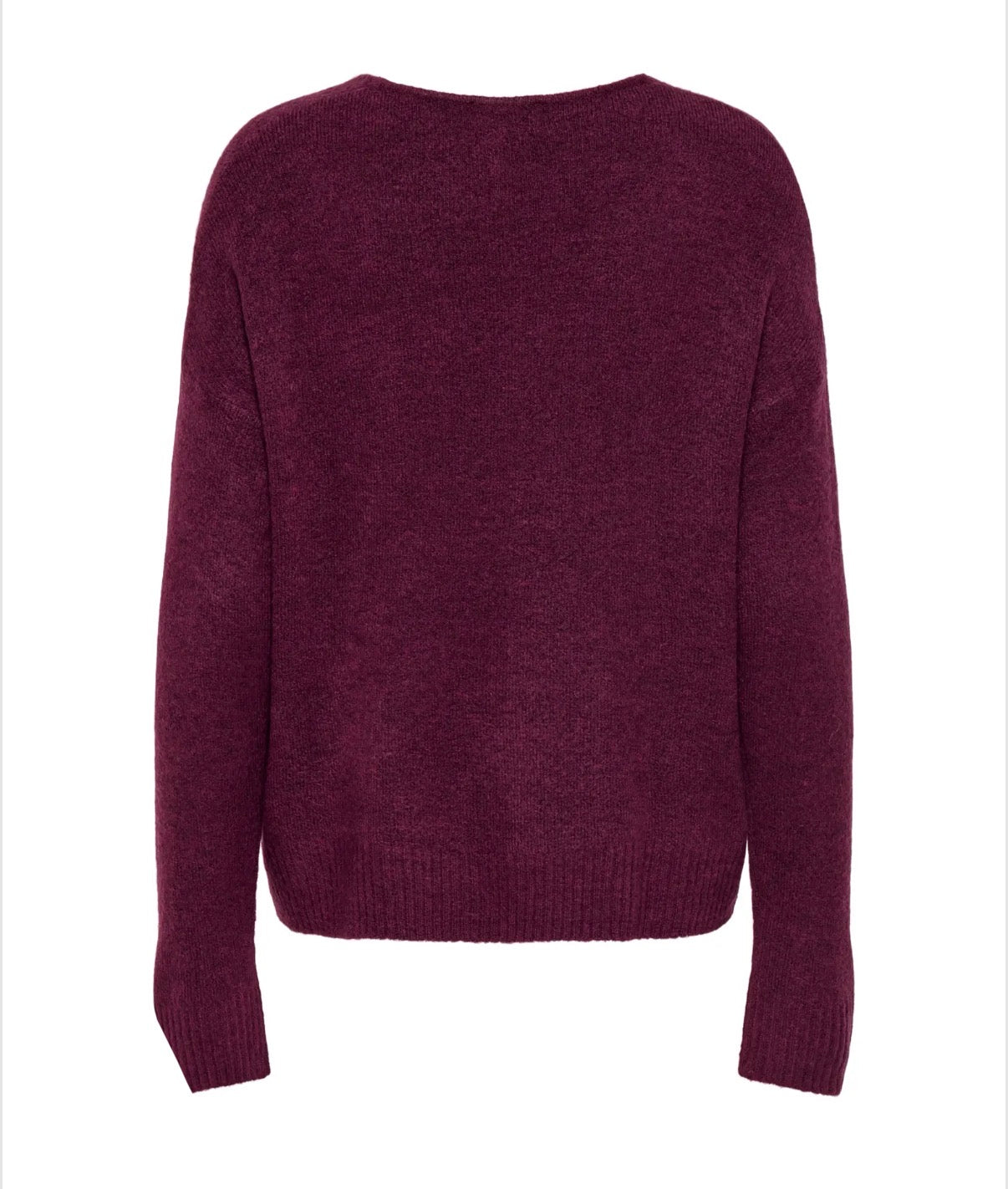 JDY - ELANORA L/S V-NECK PULLOVER - WINDSOR WINE MELANGE