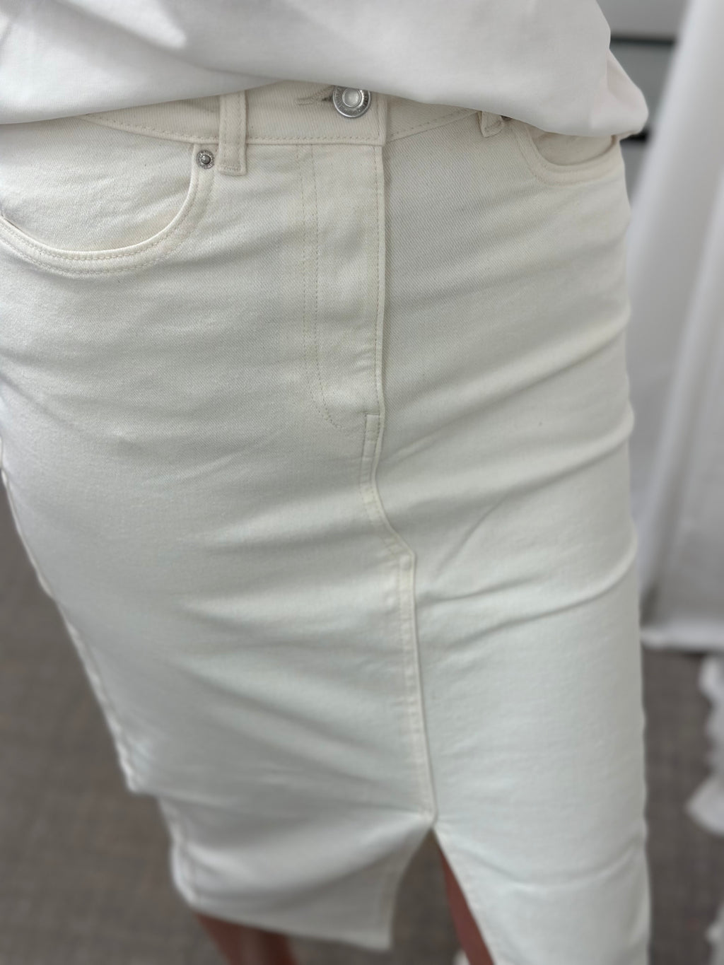VERO MODA - VERI HR CALF DENIM SKIRT - ECRU