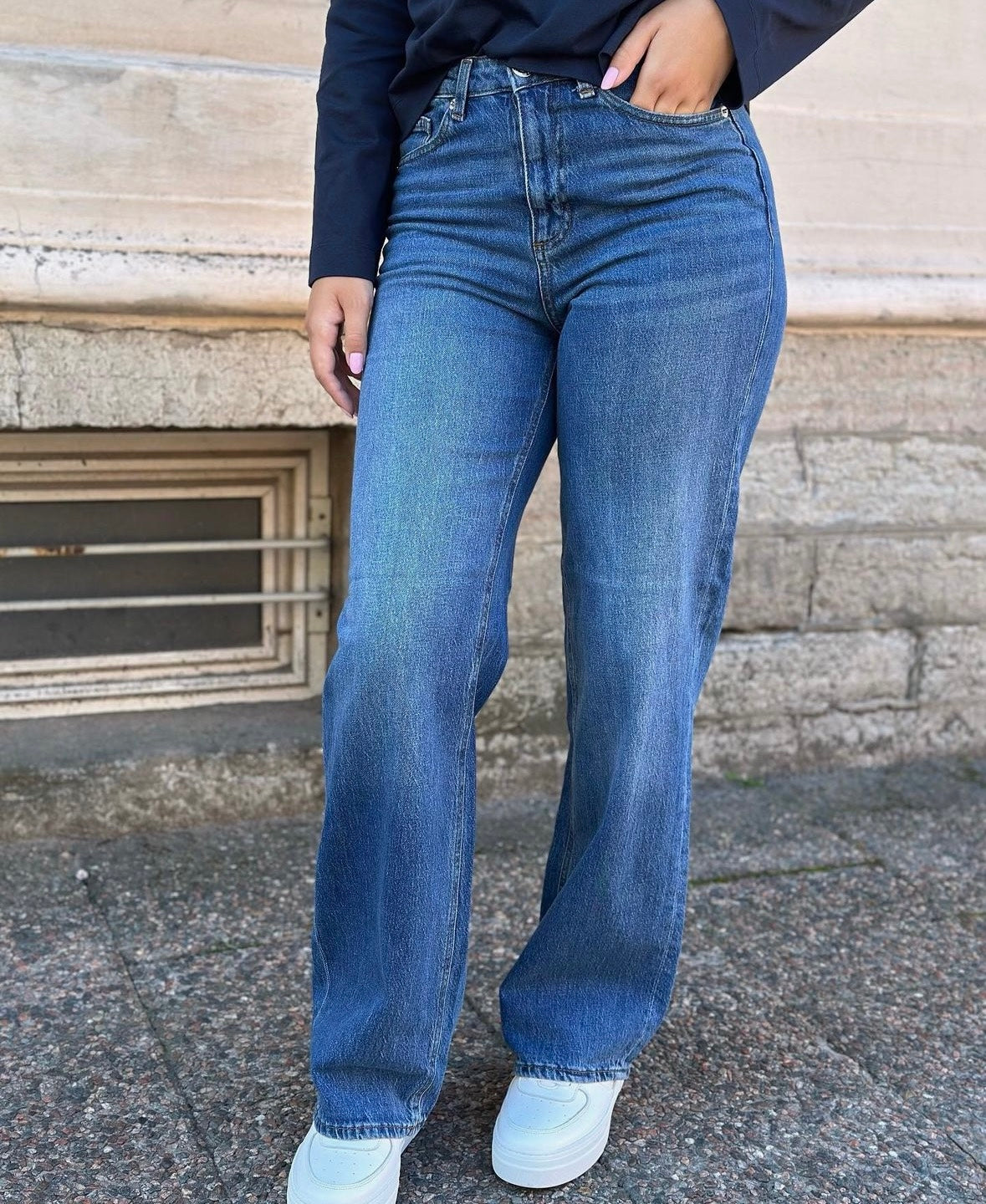 VERO MODA - TESSA HR WIDE JEANS - MEDIUM BLUE DENIM