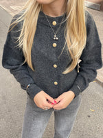 Ladda upp bild till gallerivisning, JDY - DEBBIE LS O-NECK CARDIGAN - DARK GREY MELANGE
