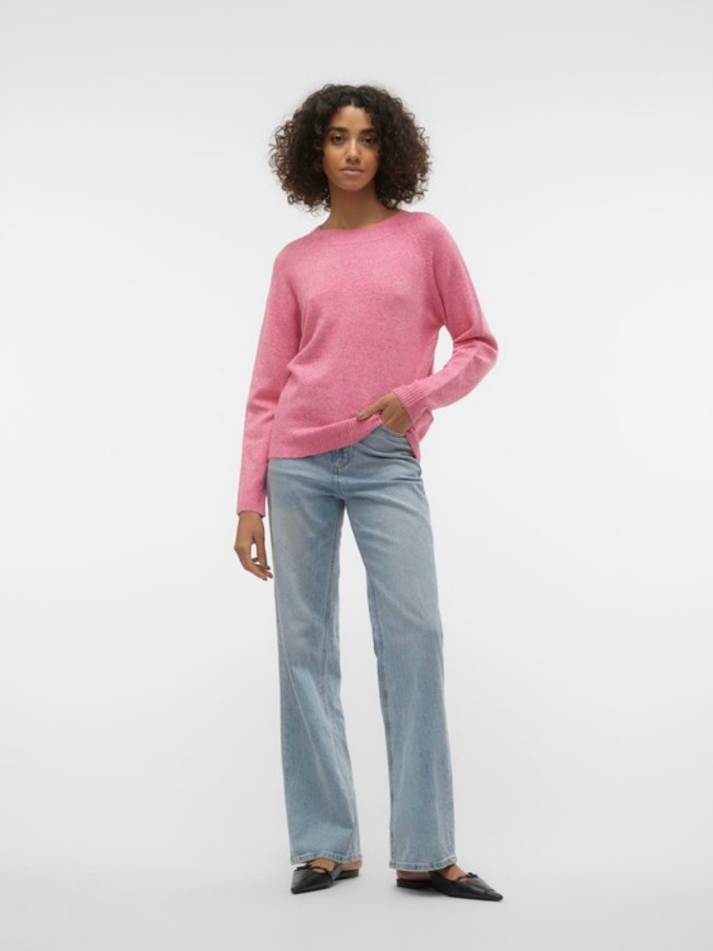 VERO MODA - DOFFY LS O-NECK BLOUSE - RASPBERRY SORBE/MELANGE