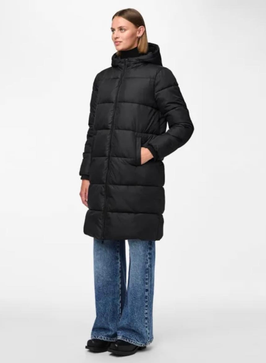 PIECES - BEE LONG NEW PUFFER JACKET - BLACK