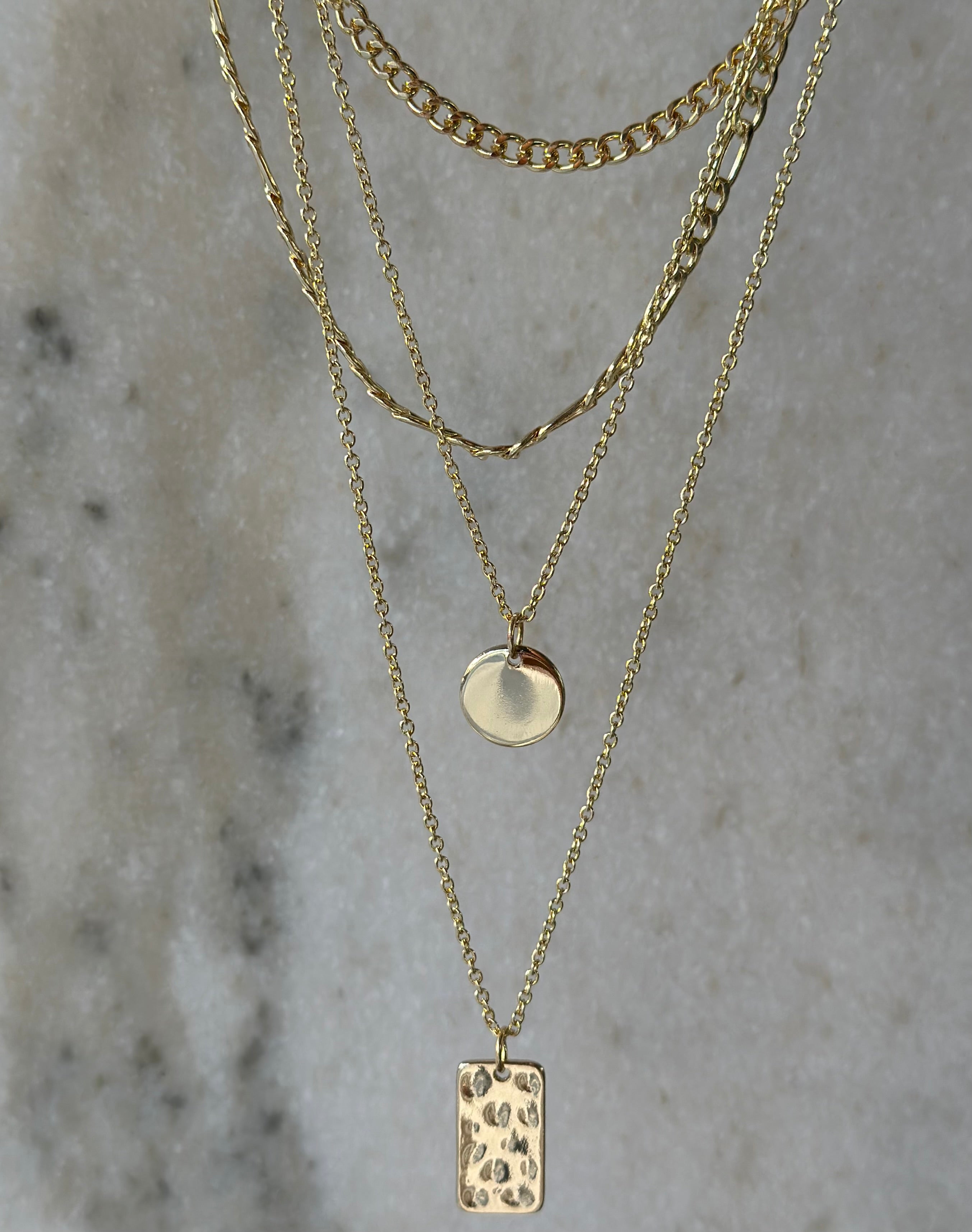 PIECES - OKIA COMBI NECKLACE - GULD