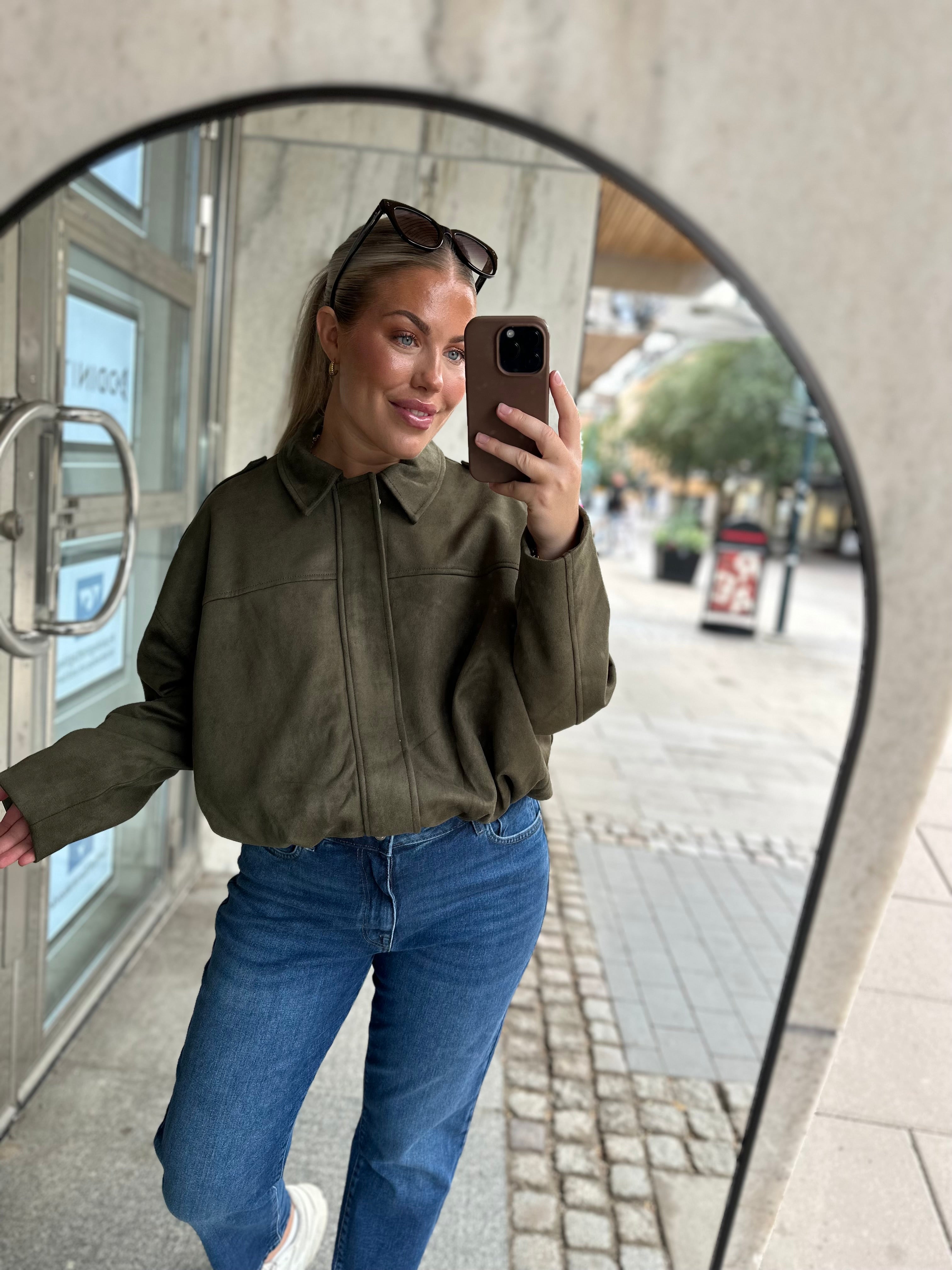 ONLY - MOON-STINA FAUX SUEDE BOMBER JACKET - GRAPE LEAF