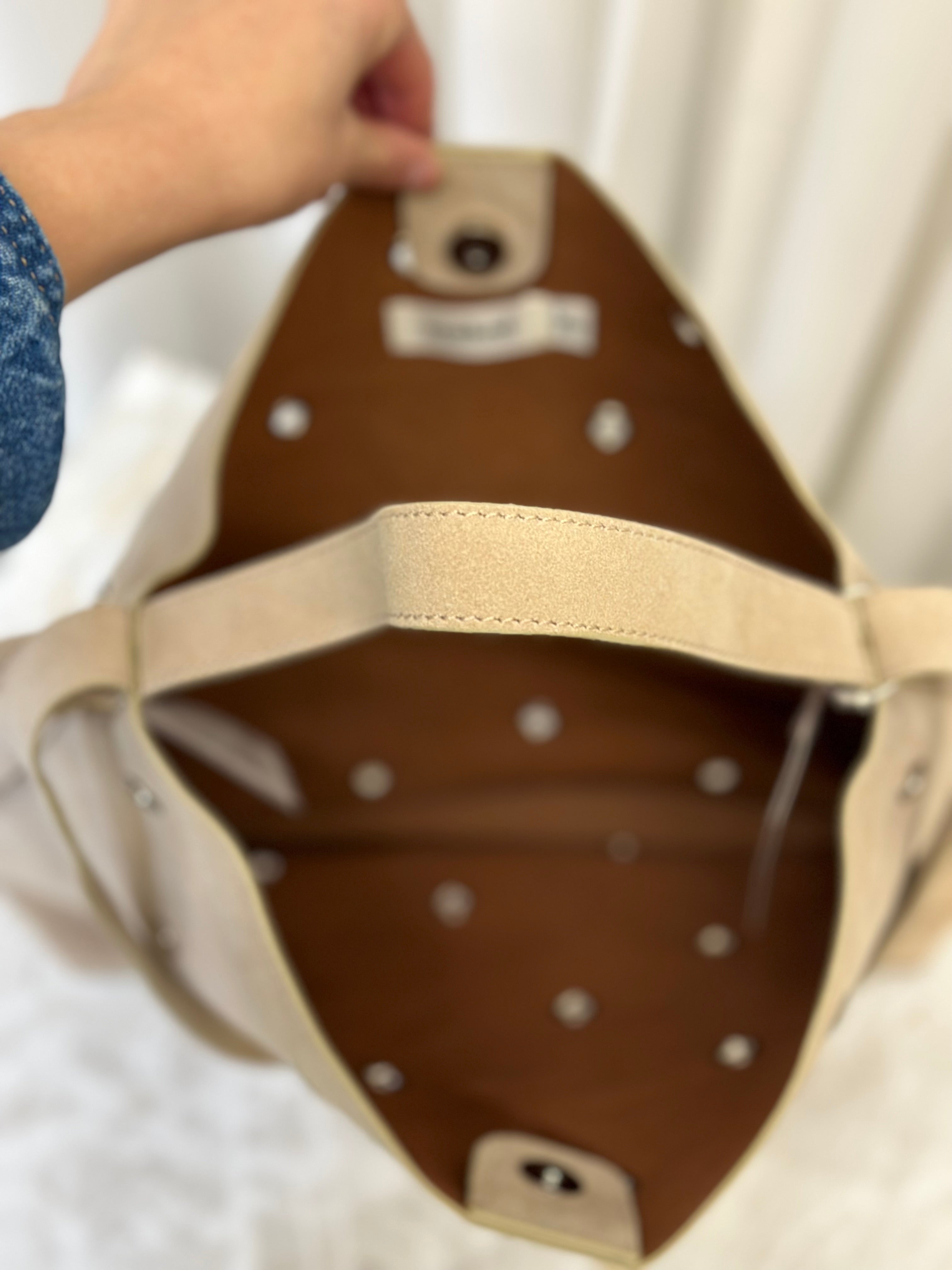 SOAKED - CALILJE EYELETS SUEDE BAG - WHITE PEPPER