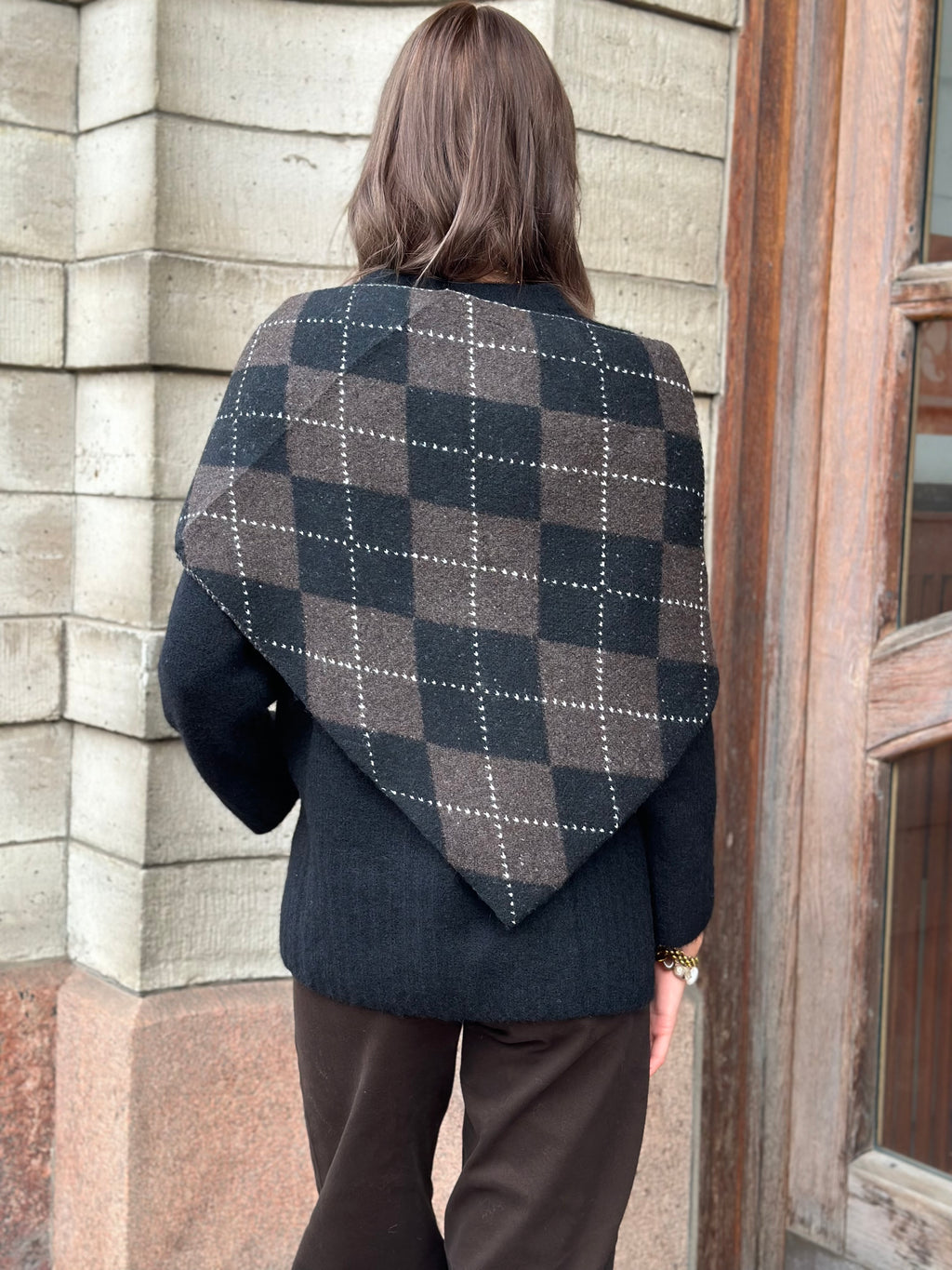 MARTA - KITTE SCARF - BLACK/BROWN RUTIG