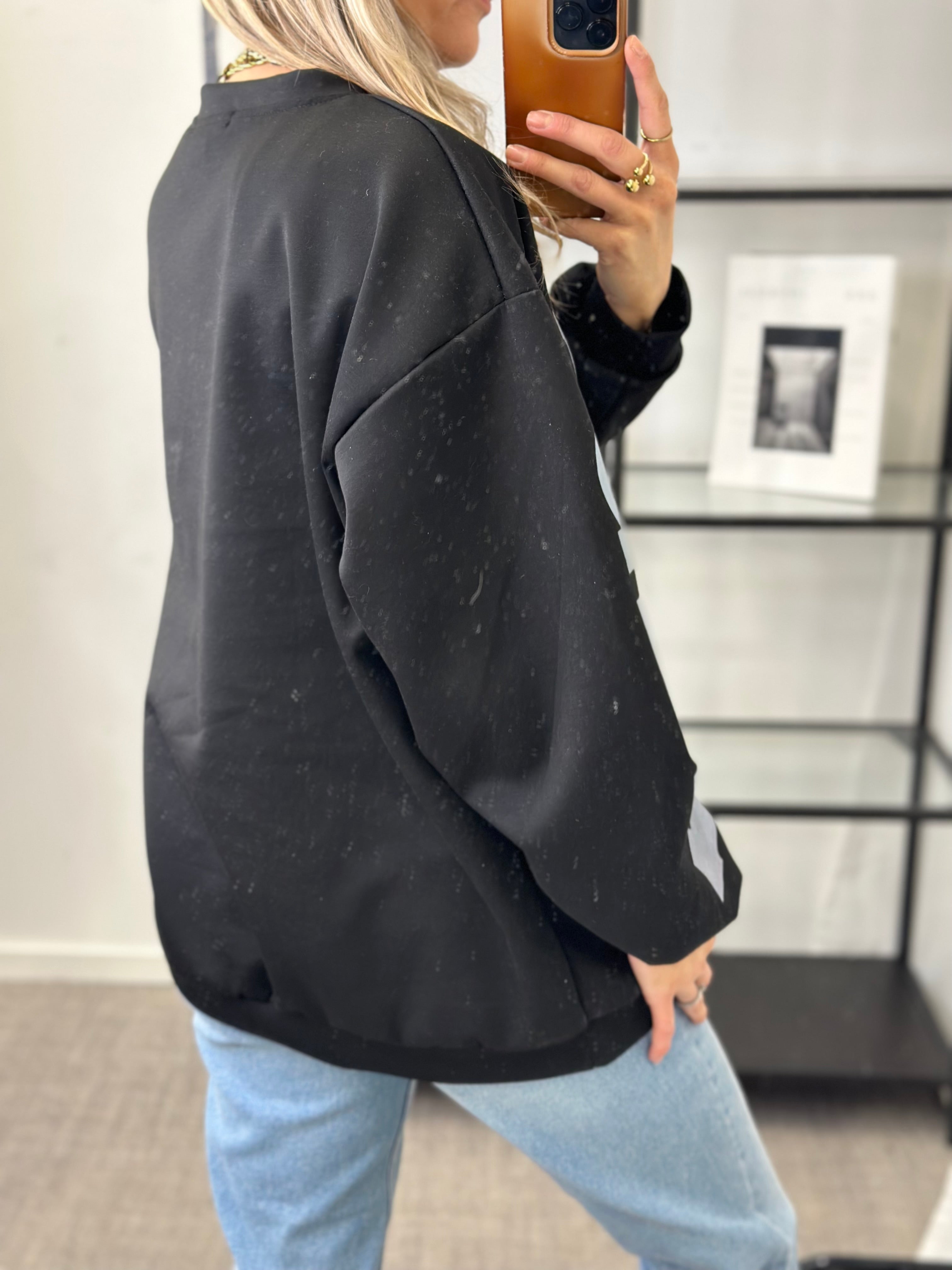 MARTA - HIBISCUS SWEATSHIRT 22659 SVART/BLÅ