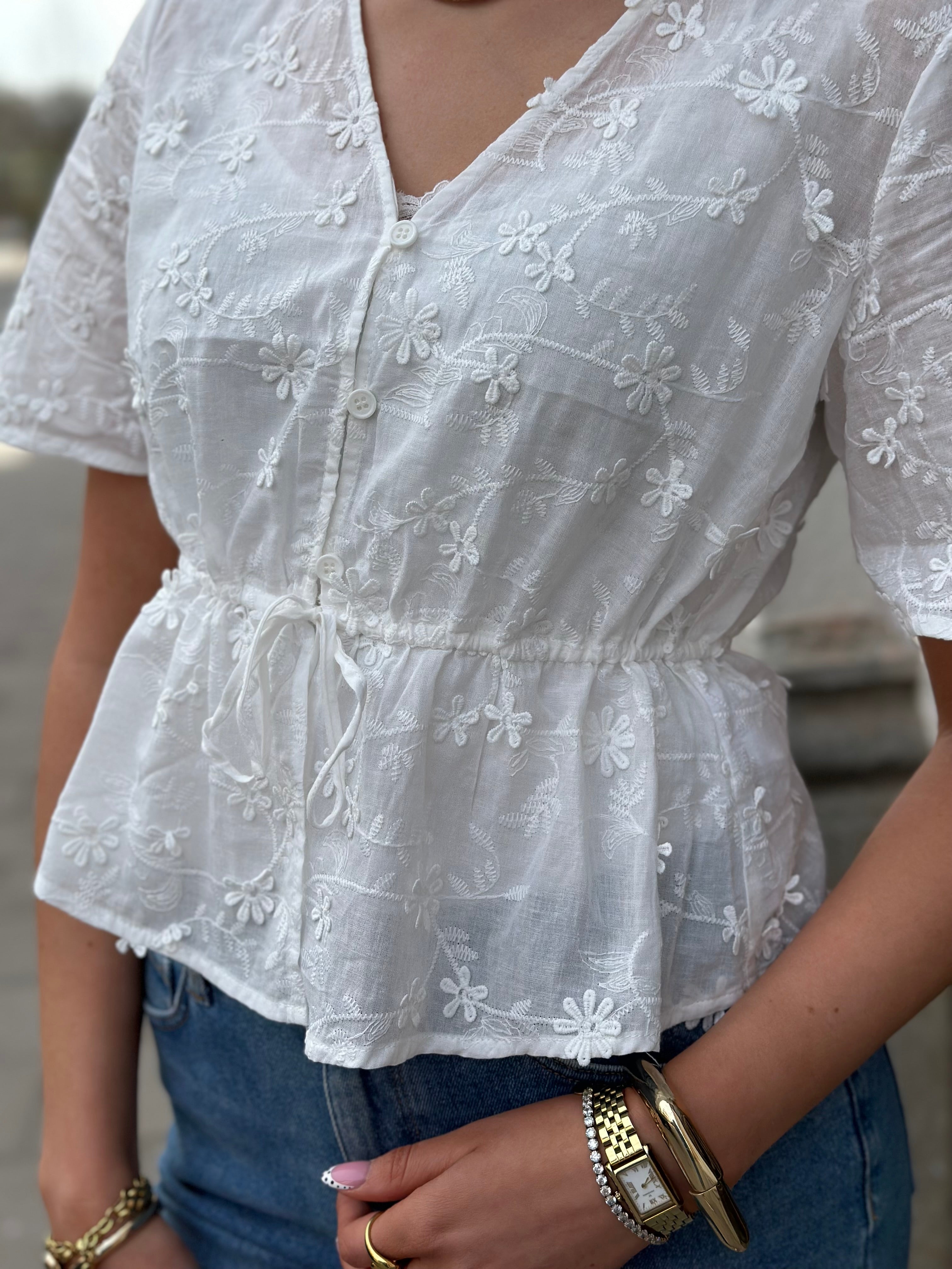 PIECES - NOLAX 2/4 TOP - CLOUD DANCER