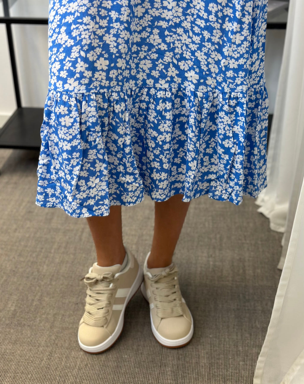 ONLY - CHINTI S/S LONG DRESS - MARINA/WHITE FLOWER