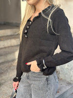 Ladda upp bild till gallerivisning, JDY - LETTY LS V-NECK FRILL PULLOVER - CHOCOLATE TORTE/MELANGE
