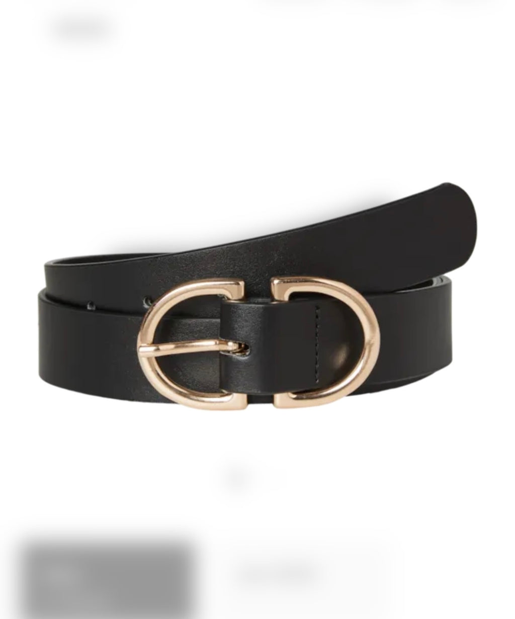 VERO MODA - SARA COATED BELT - BLACK/GOLD