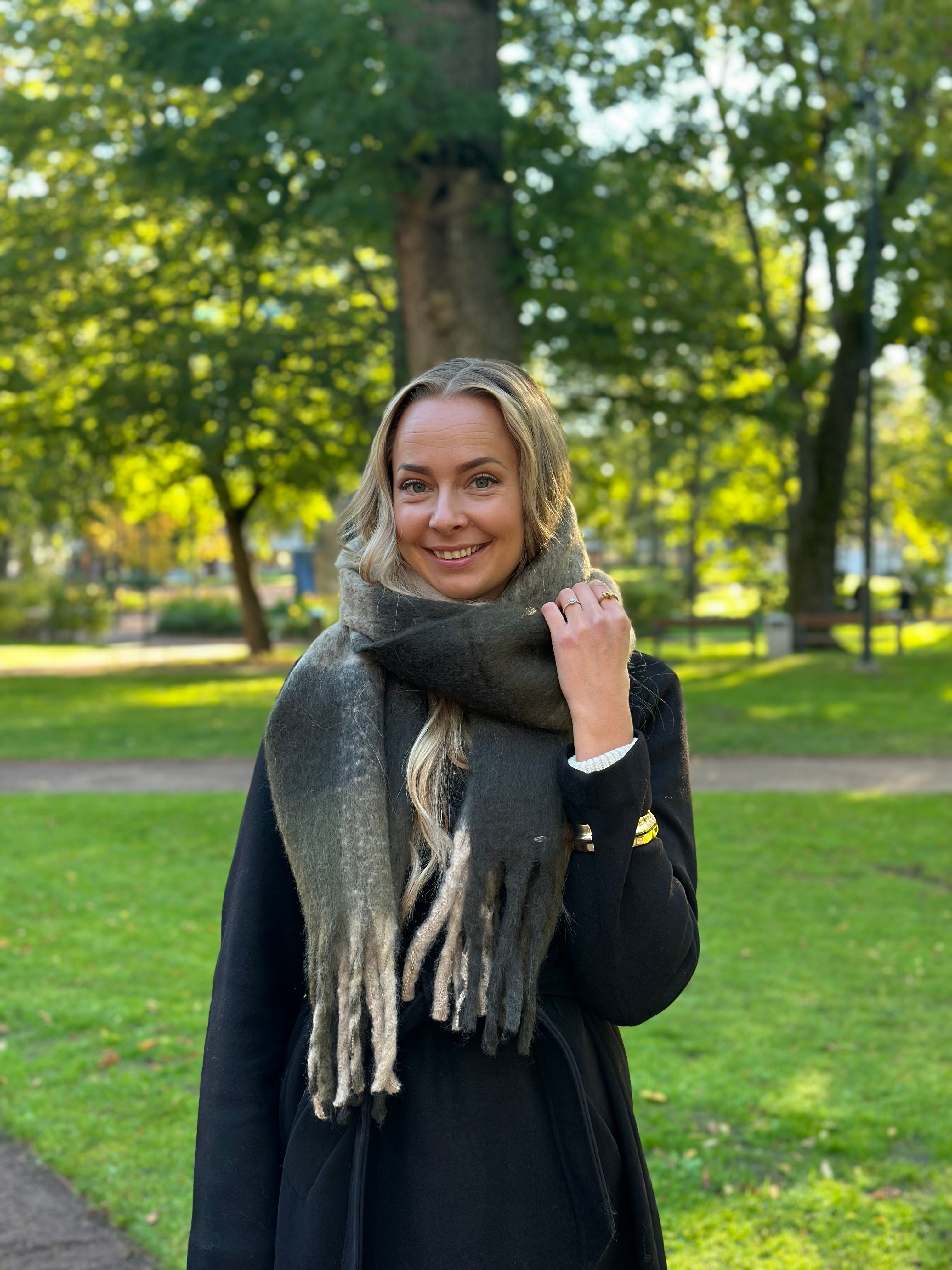 VEROMODA - IVY LEAGUE SCARF - IVY GREEN/PEAT/SILVER