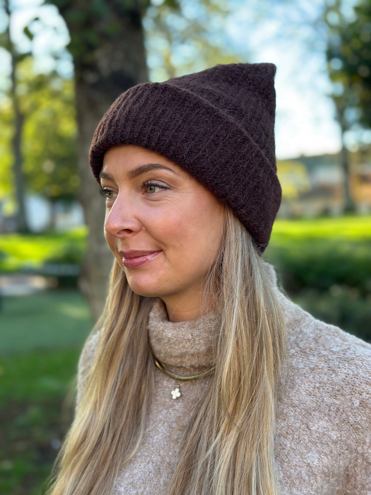 PIECES - BERS ALPACKA BLEND HOOD - CHICORY COFFEE