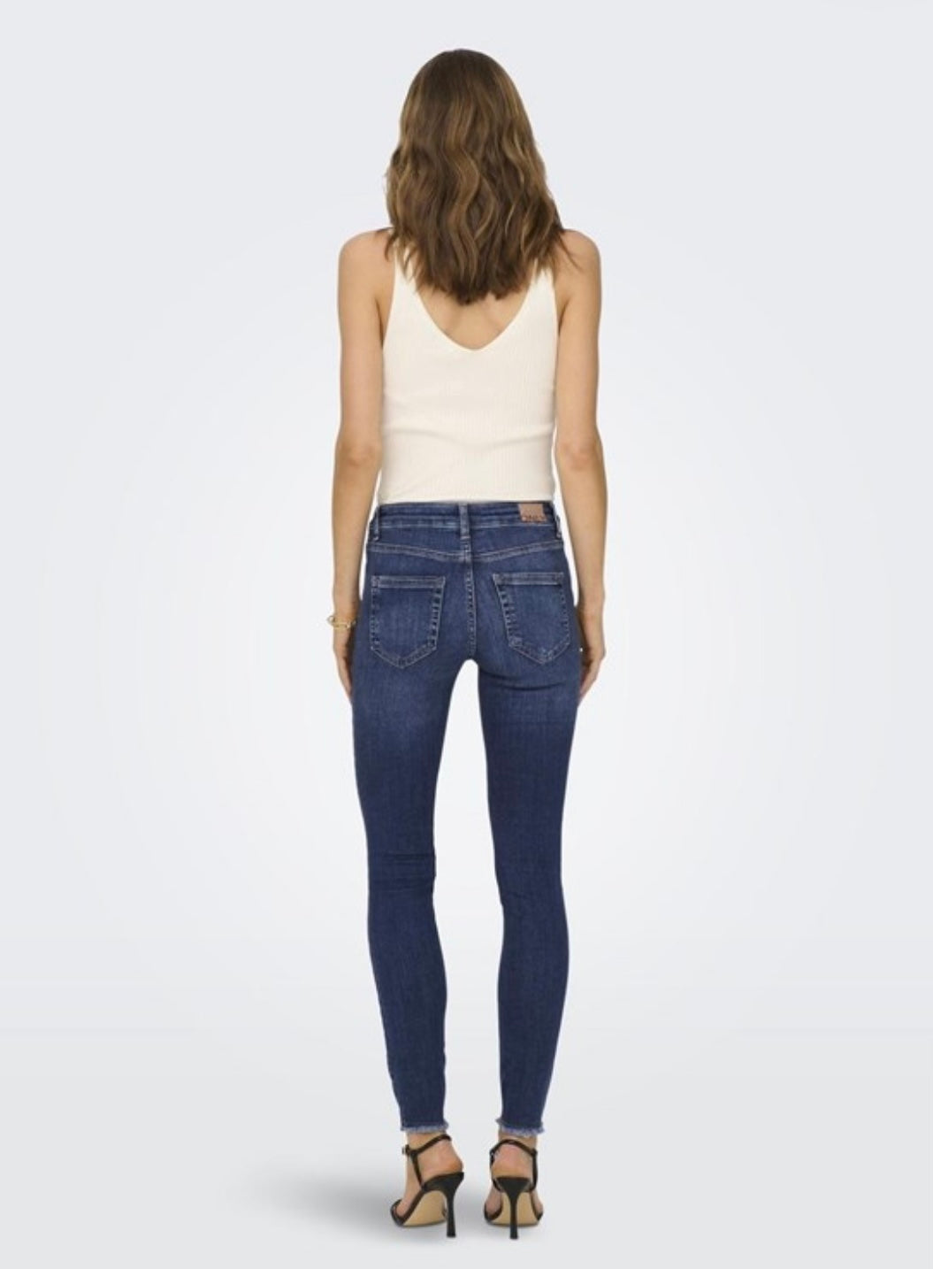ONLY - BLUSH MID SK ANK RAW - MEDIUM BLUE DENIM