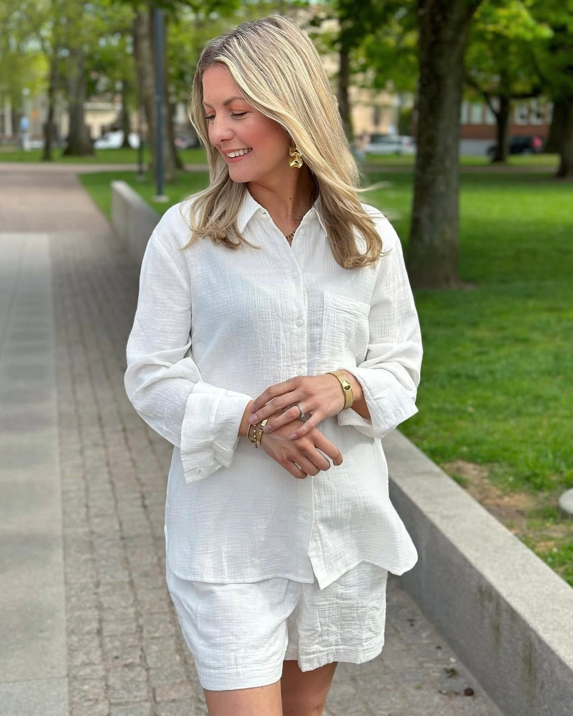 PIECES - SASTINA LS SHIRT - CLOUD DANCER