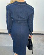 Ladda upp bild till gallerivisning, ONLY - CAITLIN LS DENIM DRESS - DARK BLUE DENIM
