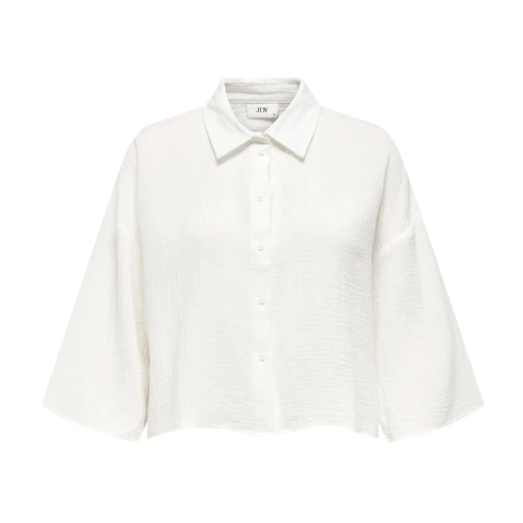 JDY - THEIS LIFE 3/4 CROP SHIRT - CLOUD DANCER