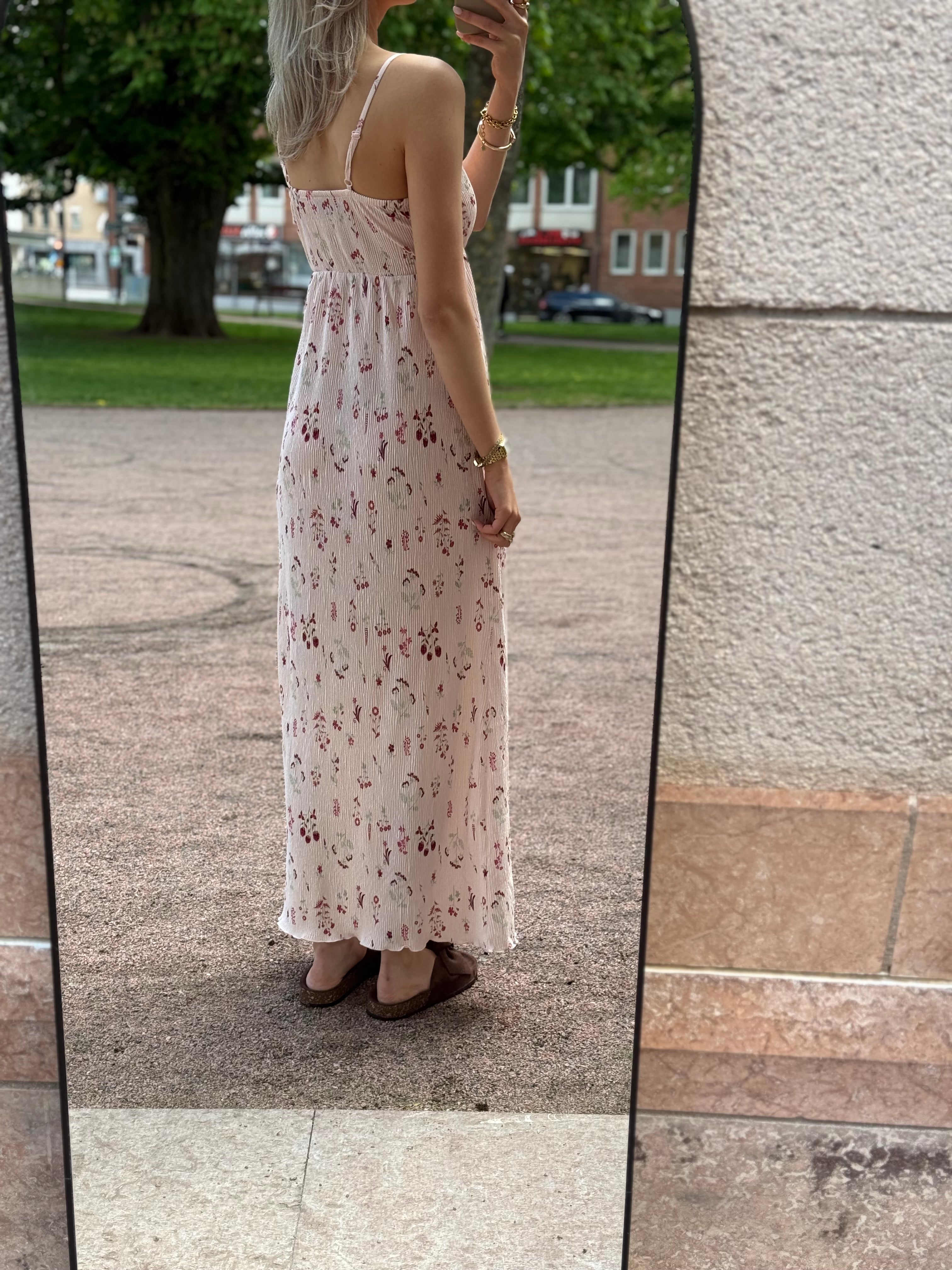 PIECES - FLORA SL STRAP DRESS - PETAL PINK/FLOWERS