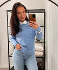 VEROMODA - DOFFY LS O-NECK BLOUSE - BLÅ