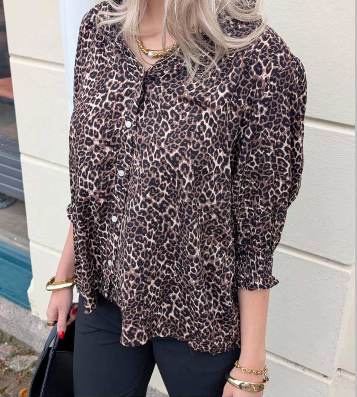 ONLY - RAYA 3/4 SHIRT - SILVER MINK/ANIMAL