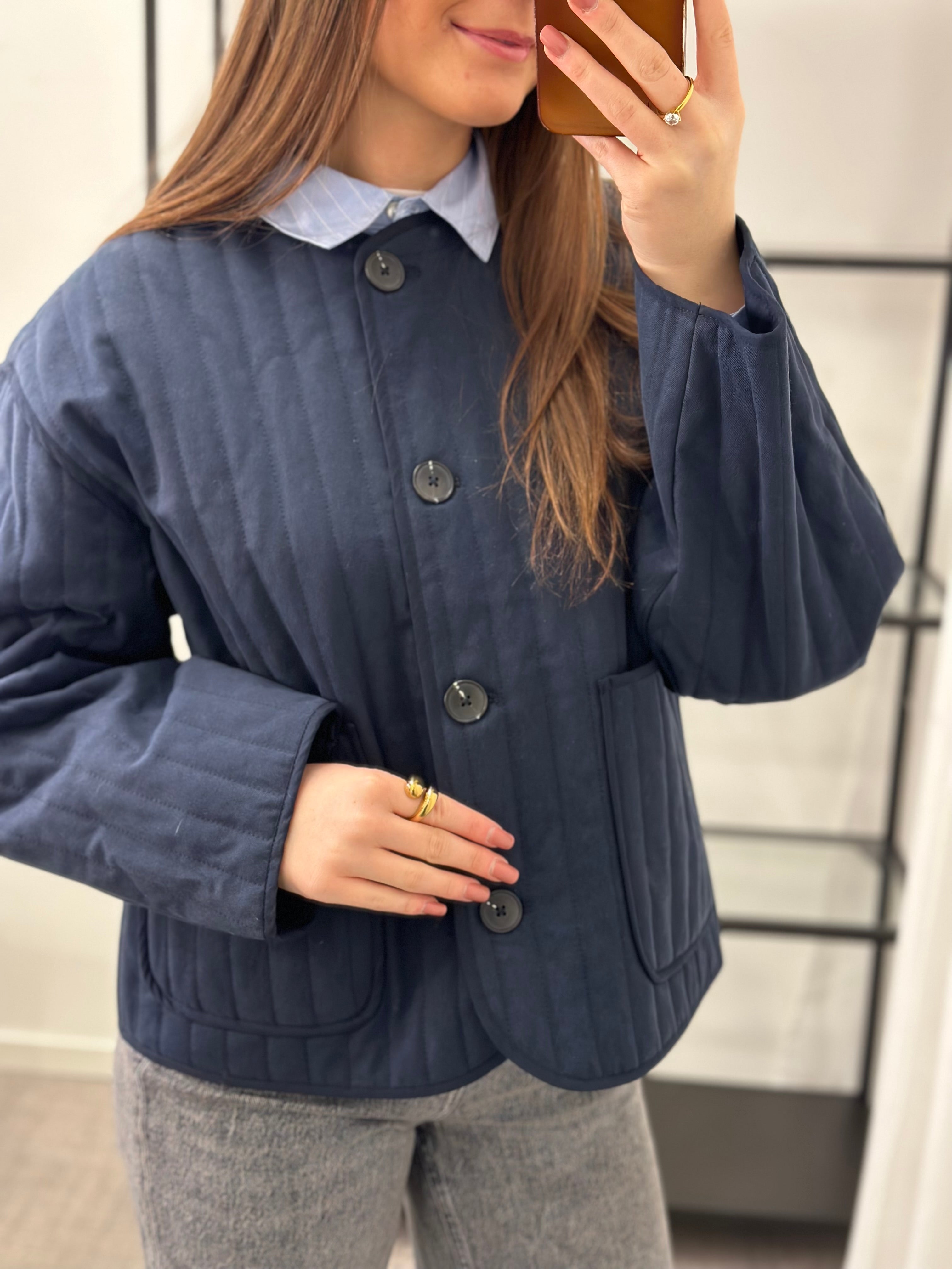 SELECTED FEMME - MALINA QUILTED JACKET - DARK SEPPHIRE