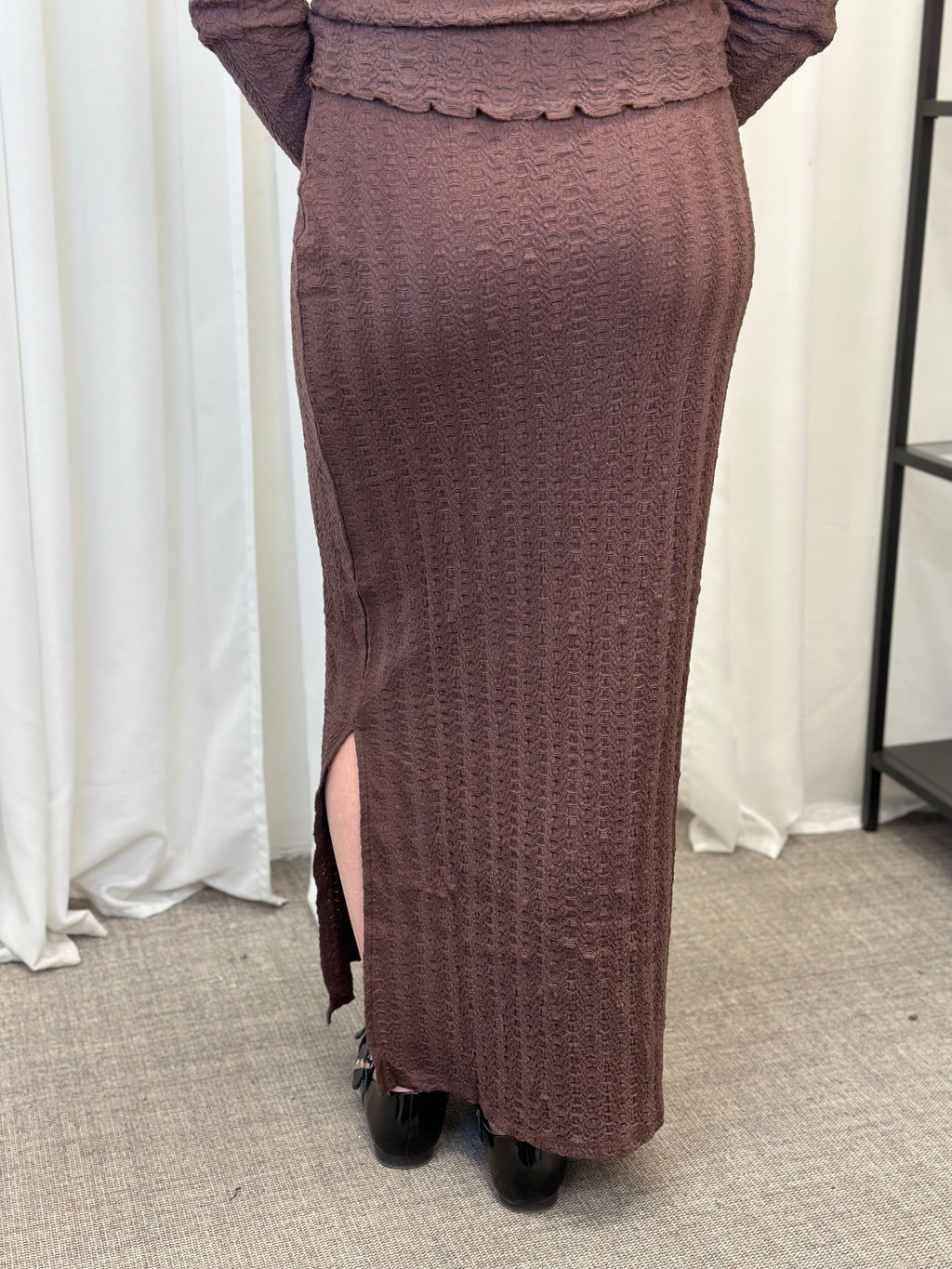 ONLY - ELLA LONG SLIT SKIRT - CHOCOLATE MARTINI