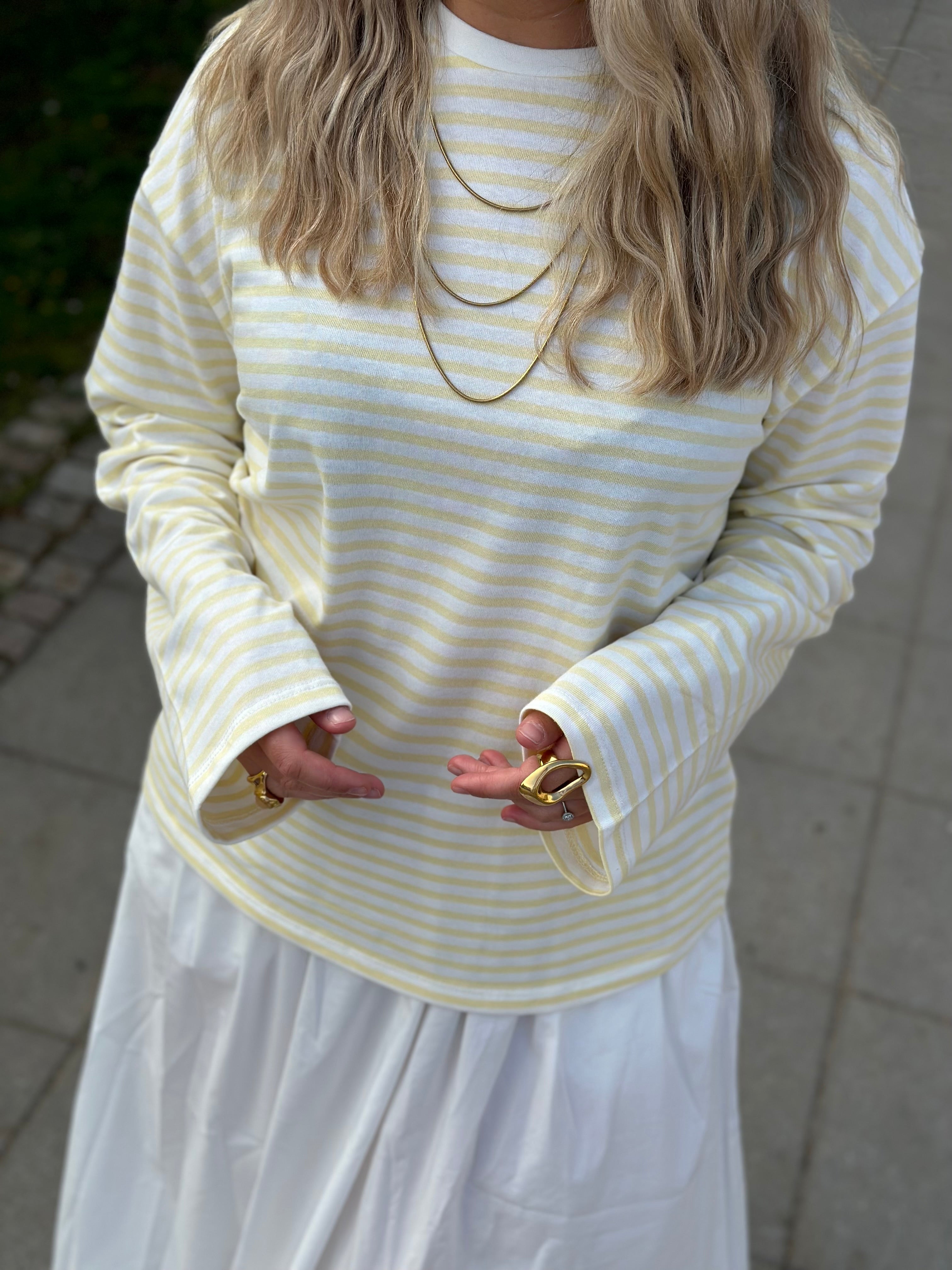 PIECES - SADIE LS TOP - BRIGHT WHITE/FRENCH VANILLA