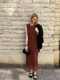 SELECTED FEMME - TOLEDO SL KNIT DRESS - CHERRY MAHOGANY