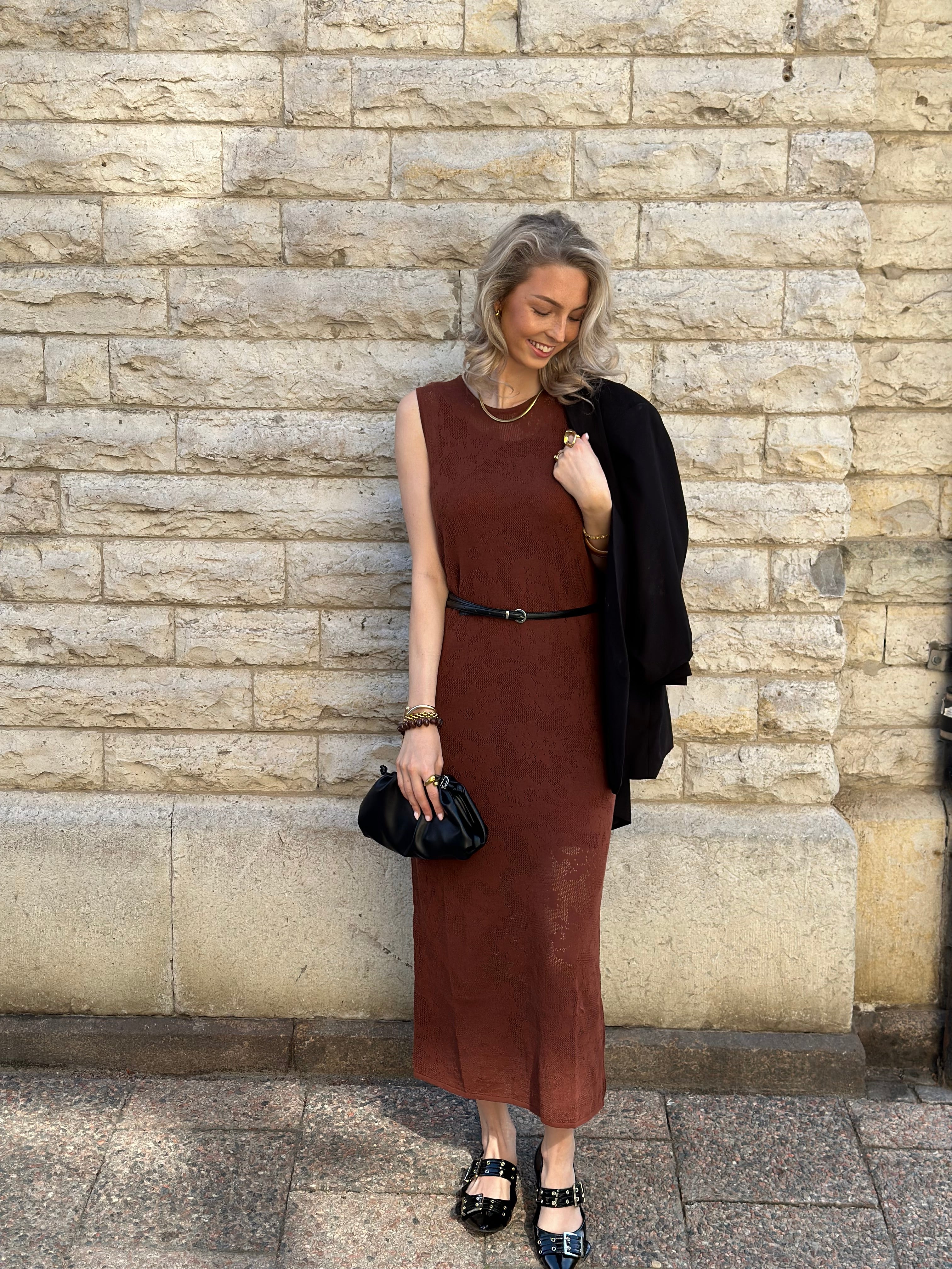 SELECTED FEMME - TOLEDO SL KNIT DRESS - CHERRY MAHOGANY