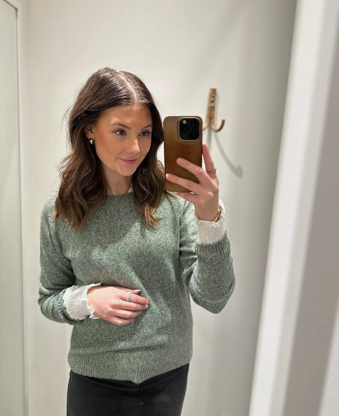 VERO MODA - DOFFY LS O-NECK BLOUSE - LAUREL WREATH/MELANGE