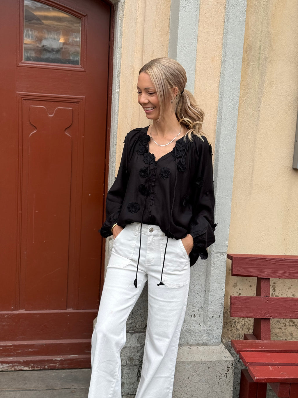 COSY HOUSE - FLOWER BLOUSE M-4140 - BLACK
