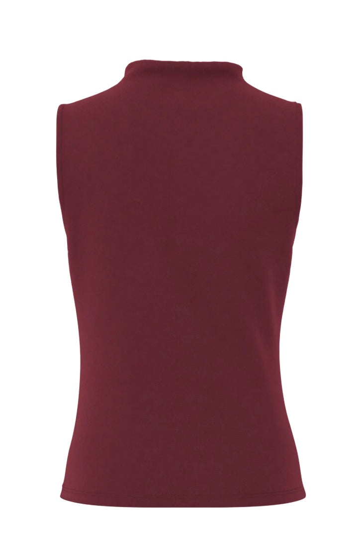 PIECES - MADISON SL DRAPED TOP - TAWNY PORT