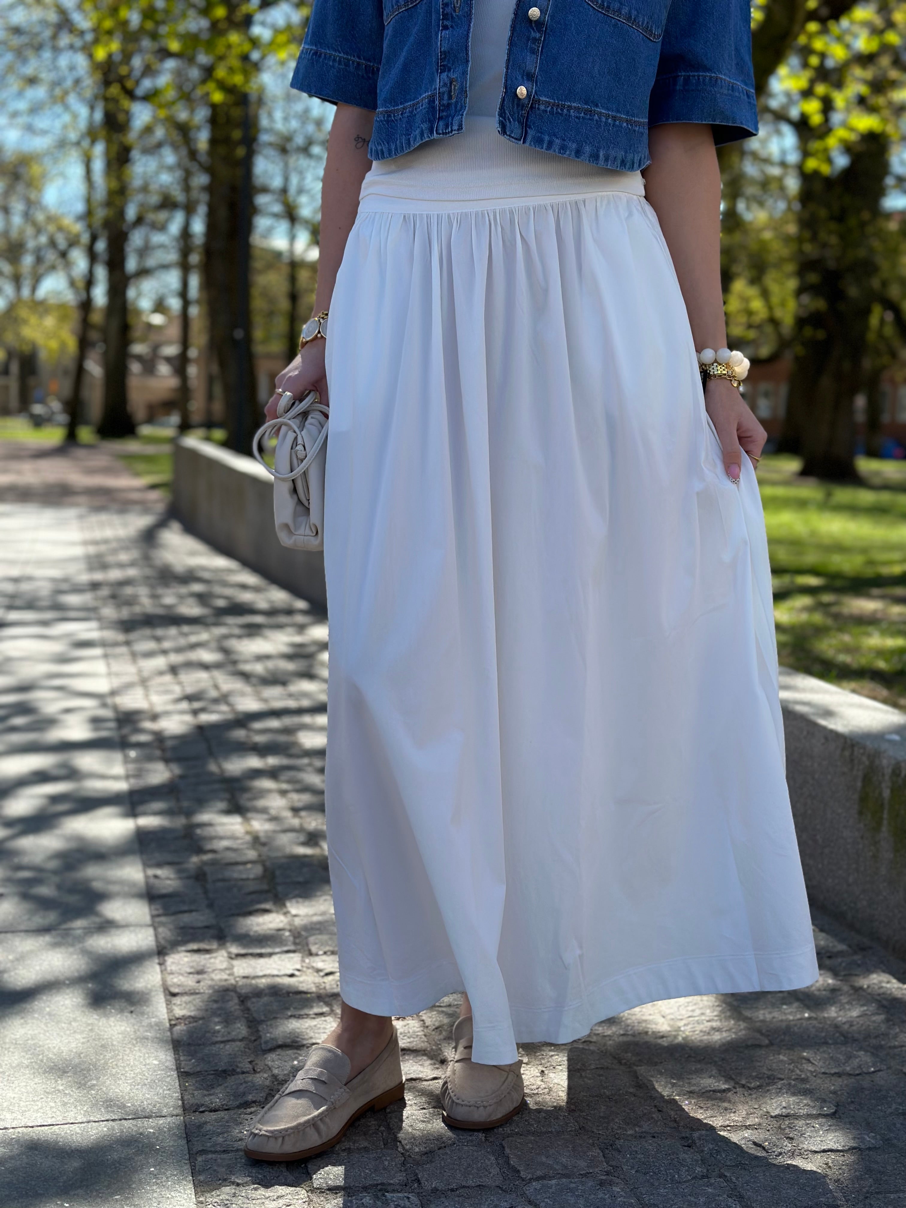 VEROMODA - FRIBA HW GAT LONG SKIRT - SNOW WHITE