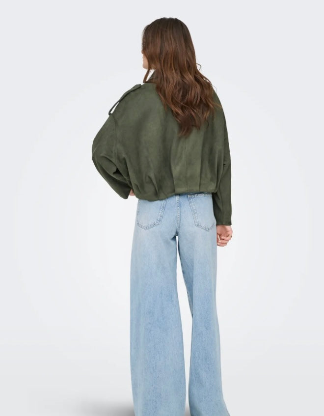 JDY - NIA FAUX SUEDE BAT JACKET - THYME