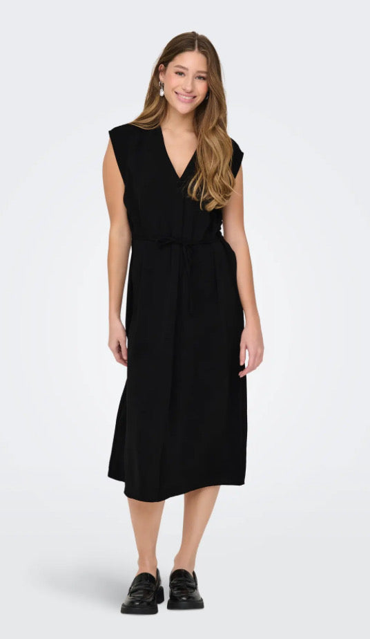 JDY - DIVYA LIFE S/L MIDI DRESS - BLACK