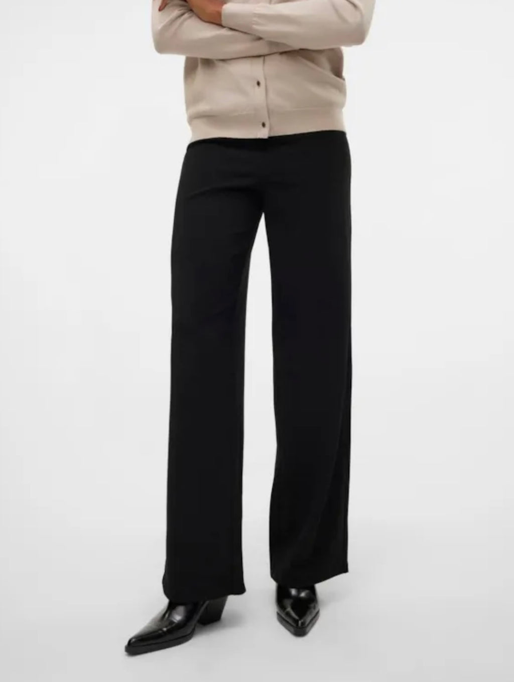 VERO MODA - BERLIN ZAMIRA MW WIDE PANT - BLACK