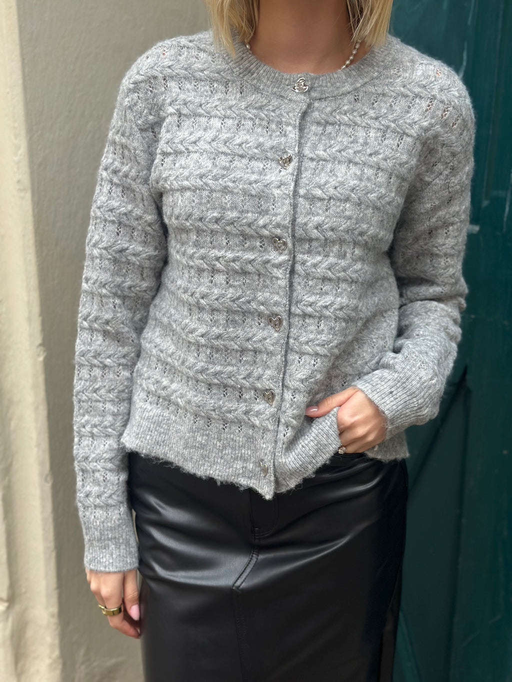 ONLY - CABALA LS CABEL CARDIGAN - MEDIUM GREY/SILVER