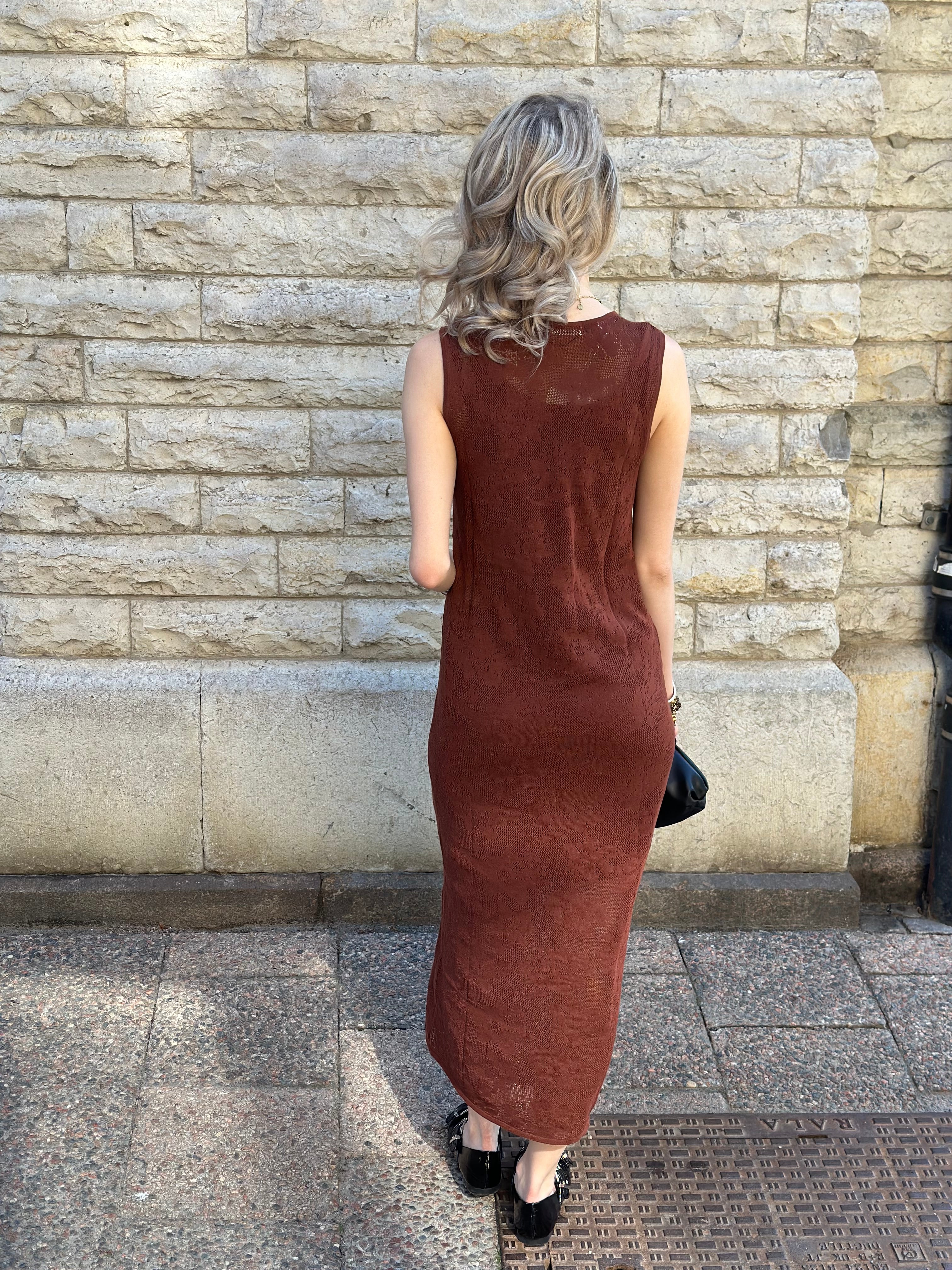 SELECTED FEMME - TOLEDO SL KNIT DRESS - CHERRY MAHOGANY