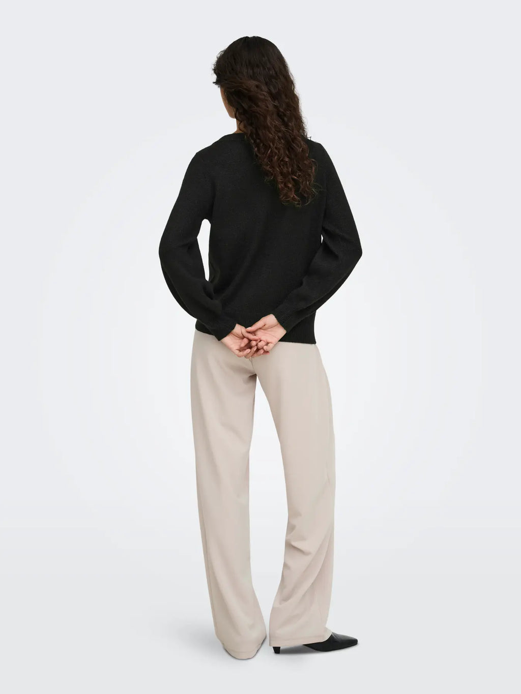 JDY - RUE GLITTER L/S BOAT PULLOVE - BLACK / GLITTER