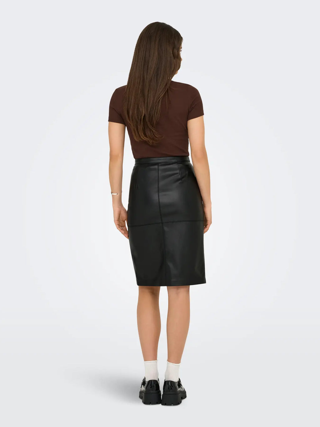 ONLY - OLINE FAUX LEATHER SKIRT - BLACK