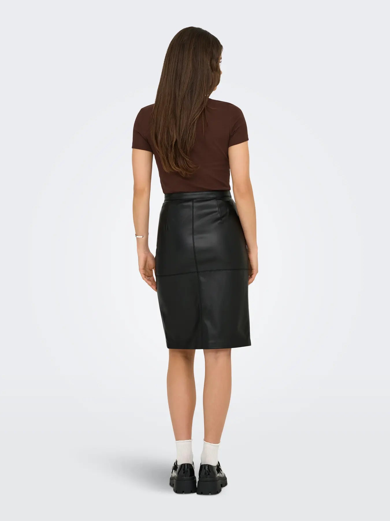 ONLY - OLINE FAUX LEATHER SKIRT - BLACK
